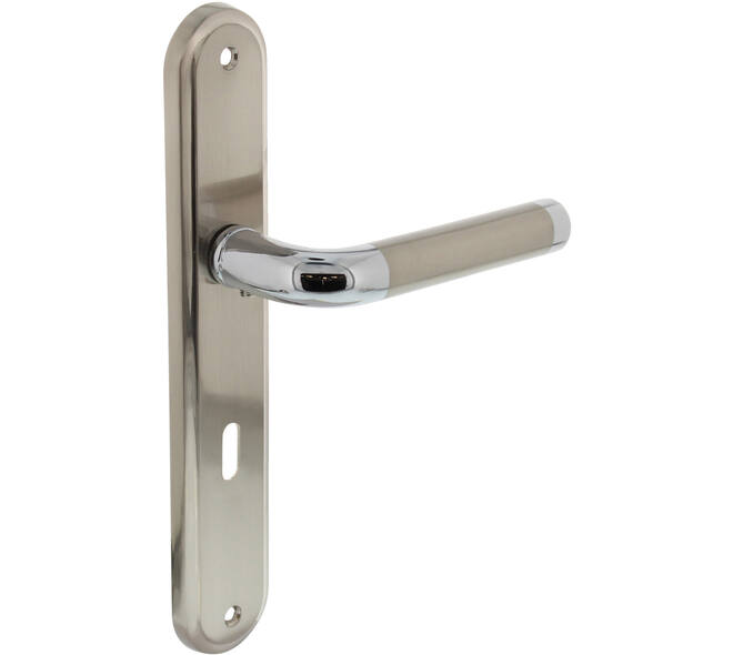 Gatdeel rechts Agatha op schild ovaal 242x43mm sleutelgat 72mm chroom/nikkel mat