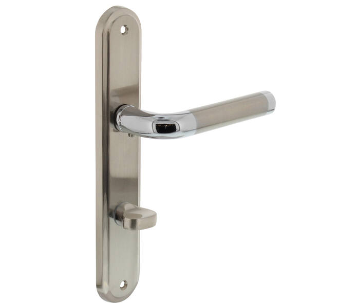 Deurkruk Agatha op schild ovaal 242x43mm wc 78/8mm chroom/nikkel mat