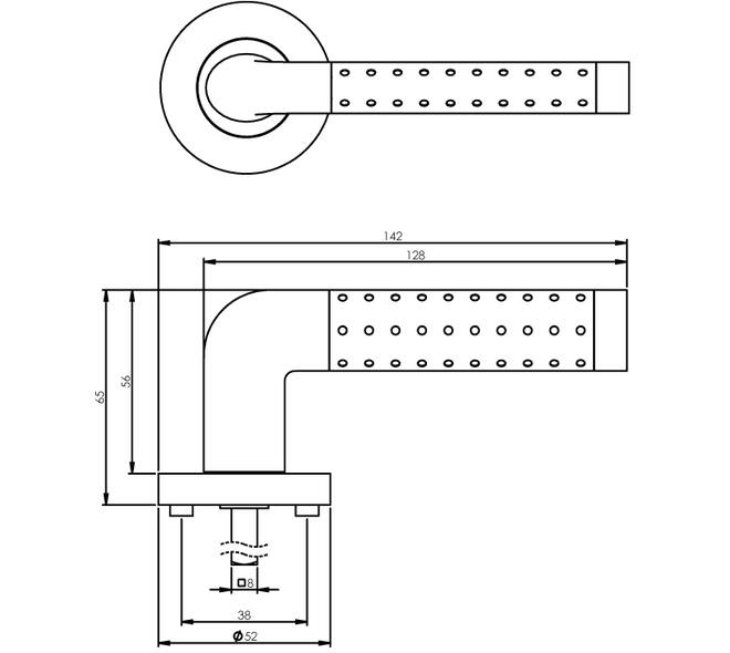Deurkruk Marion op rozet verdekt ø52x10mm met nokken chroom/nikkel mat