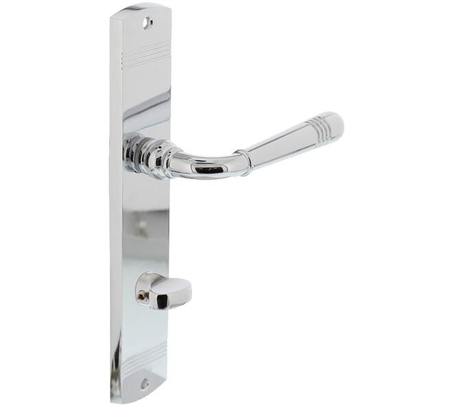 Deurkruk Helena op schild afgerond 235x45mm wc 63/8mm chroom