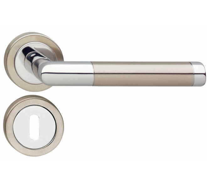 Deurkruk Jura met rozet verdekt ATP ø51x10mm met nokken en sleutelrozetten chroom/nikkel mat