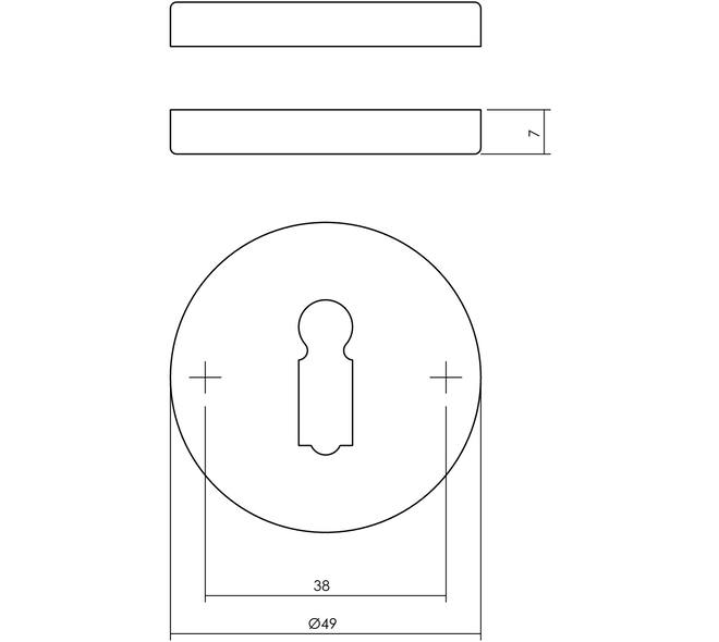 Sleutelrozetten verdekt ø49x7mm chroom