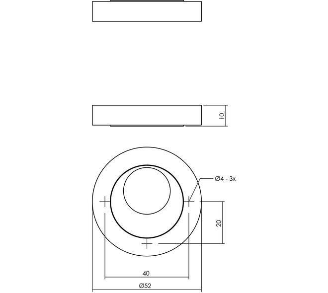 Rondcilinderrozetten verdekt ø52x10mm met nokken chroom/nikkel mat
