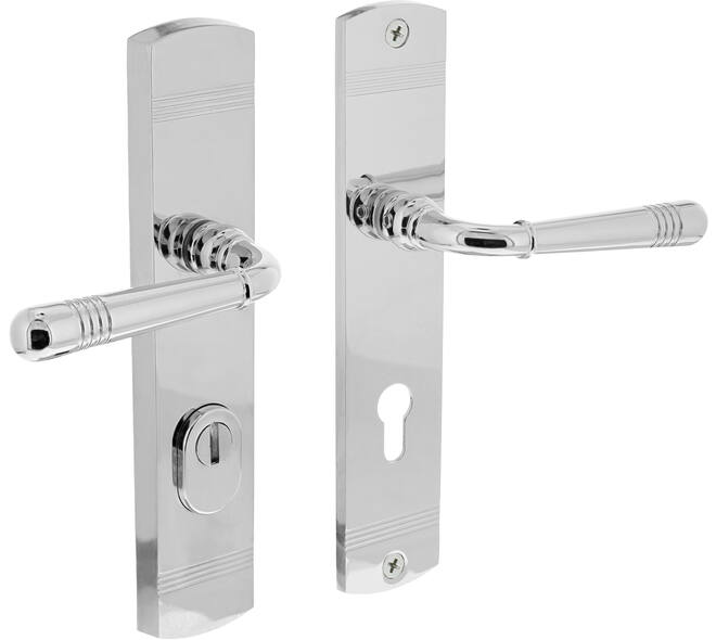 Achterdeurbeslag Helena 239x50mm kruk/kruk profielcilindergat 72mm met kerntrekbeveiliging chroom