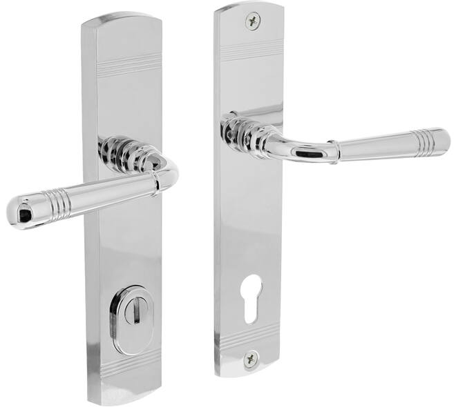 Achterdeurbeslag Helena 239x50mm kruk/kruk profielcilindergat 92mm met kerntrekbeveiliging chroom