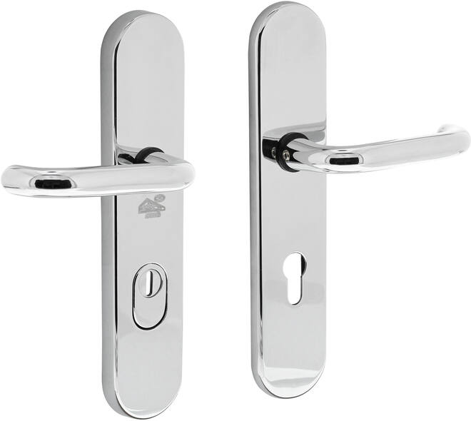 SKG3 veiligheidsbeslag ovaal verdekt 252x54mm kruk/kruk Rond profielcilindergat 72mm met kerntrekbeveiliging chroom