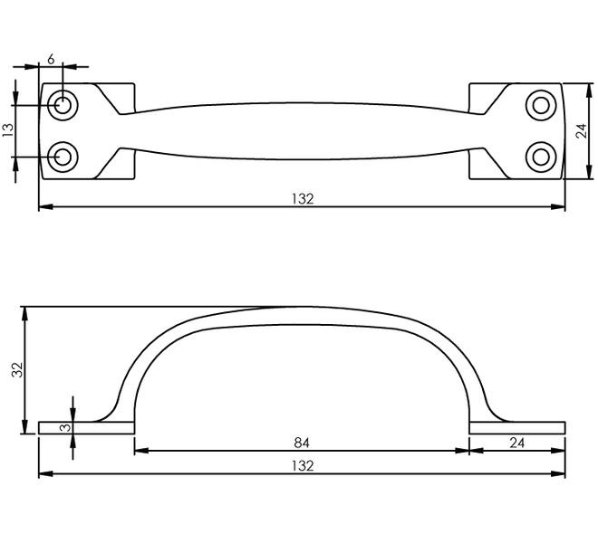 Handgreep op vierkante voet 130mm chroom