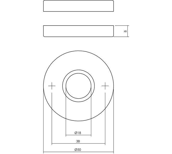 Rozetten verdekt ø50x8mm chroom mat