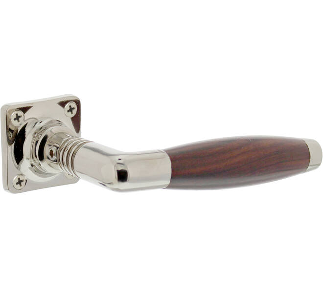 Deurkruk Ton basic met rozet 38x38x6mm nikkel/palissander
