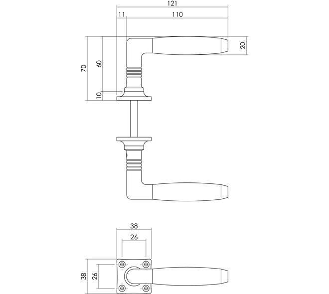 Deurkruk Ton basic met rozet 38x38x6mm nikkel/zwart