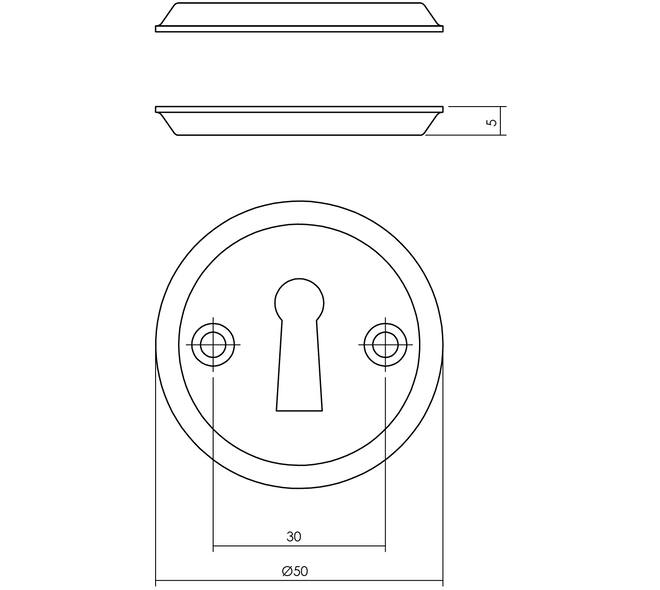 Sleutelrozetten ø50x5mm nikkel