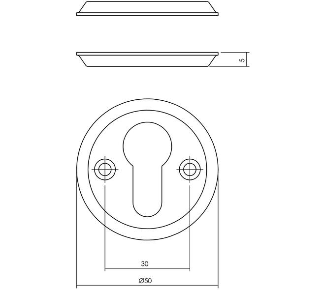 Cilinderrozetten ø50x5mm nikkel