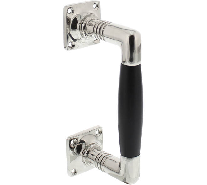 Handgreep Ton basic 75/150mm op vierkant rozet nikkel/zwart