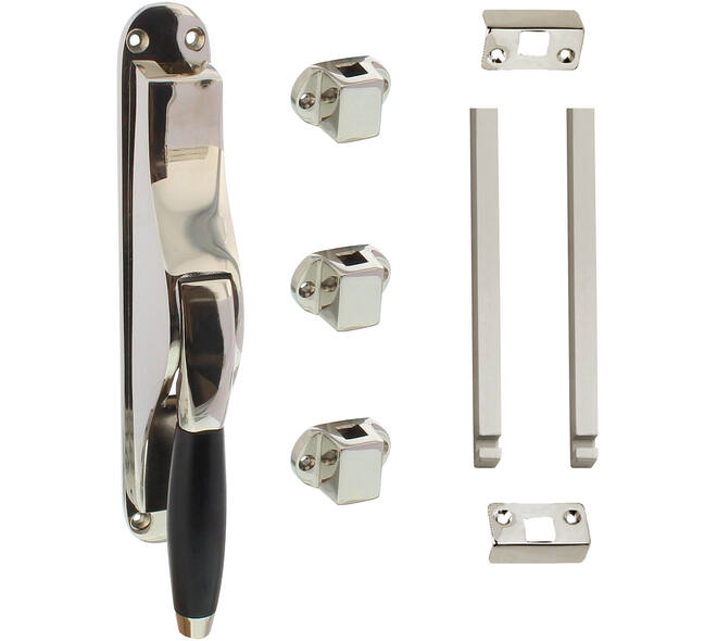 Set pomp-espagnolet Ton basic inclusief stangenset 2x 1250mm nikkel/ebbenhout