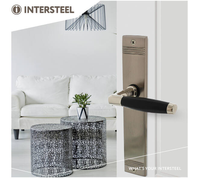 Deurkruk Ton basic met schild rechthoekig met rillen 235x43mm blind nikkel mat/zwart