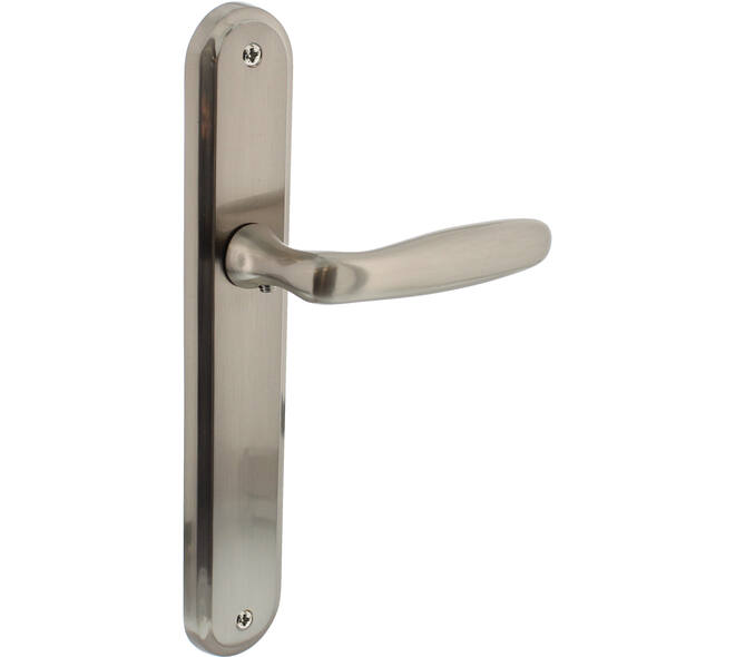 Deurkruk Bjorn op schild ovaal 242x43mm blind nikkel mat