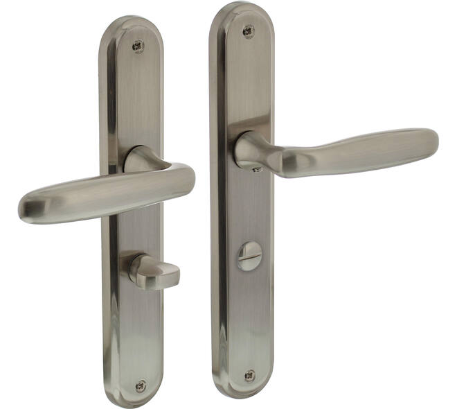 Deurkruk Bjorn op schild ovaal 242x43mm wc 63/8mm nikkel mat