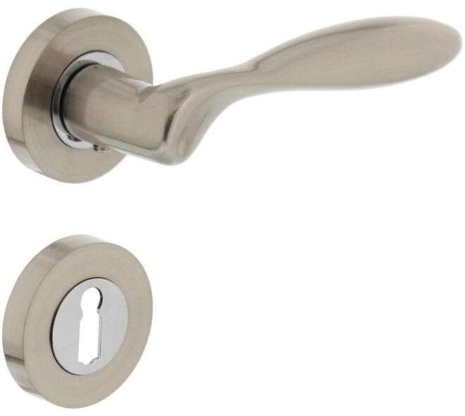 Deurkruk George op rozet verdekt ø52x10mm met nokken en sleutelrozetten nikkel mat