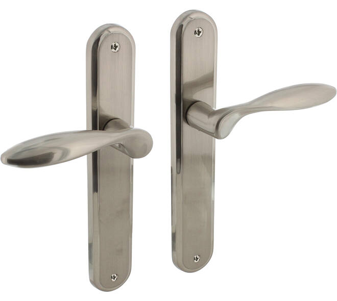 Deurkruk George op schild ovaal 242x43mm blind nikkel mat