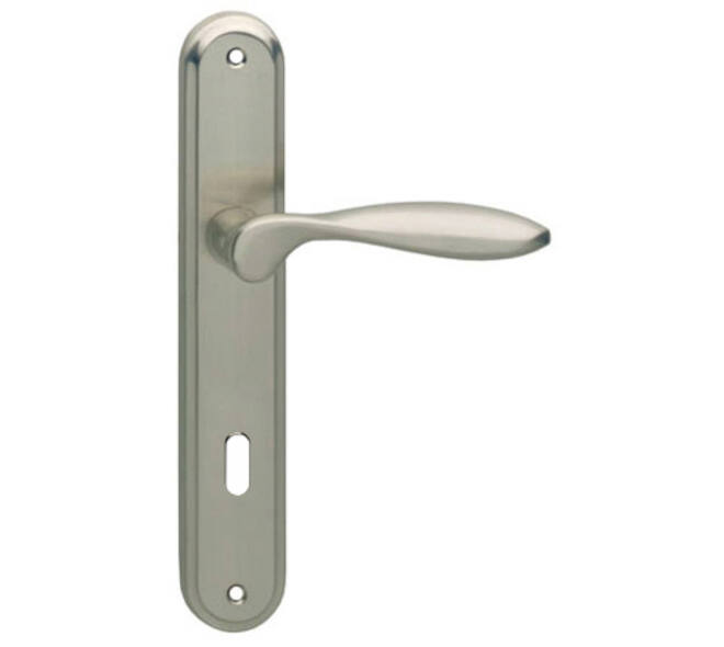 Deurkruk George op schild ovaal 242x43mm sleutelgat 72mm nikkel mat