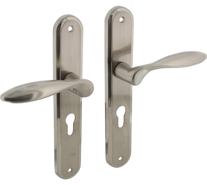 Deurkruk George op schild ovaal 242x43mm profielcilindergat 55mm nikkel mat
