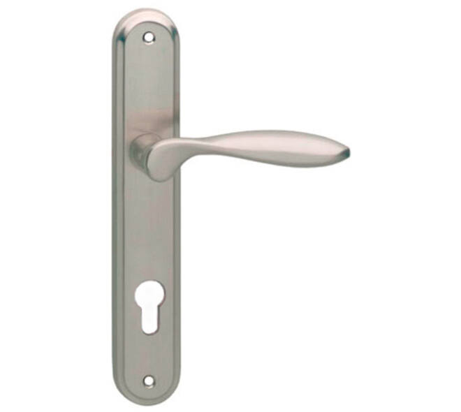 Deurkruk George op schild ovaal 242x43mm profielcilindergat 72mm nikkel mat