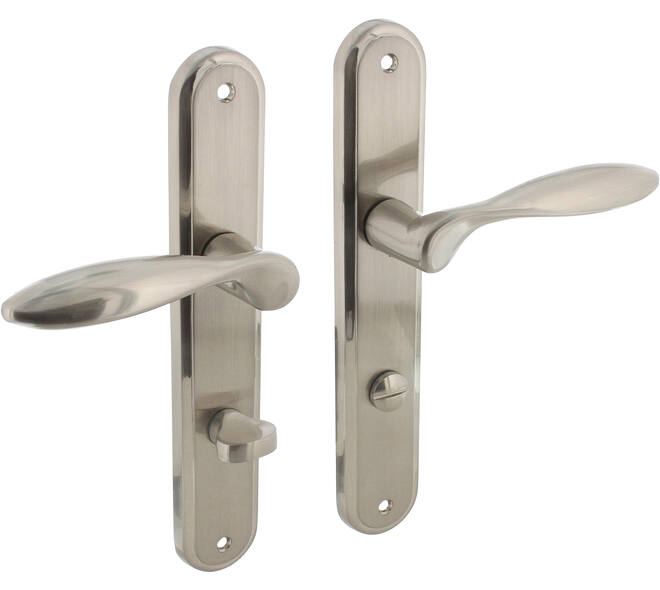 Deurkruk George op schild ovaal 242x43mm wc 78/8mm nikkel mat