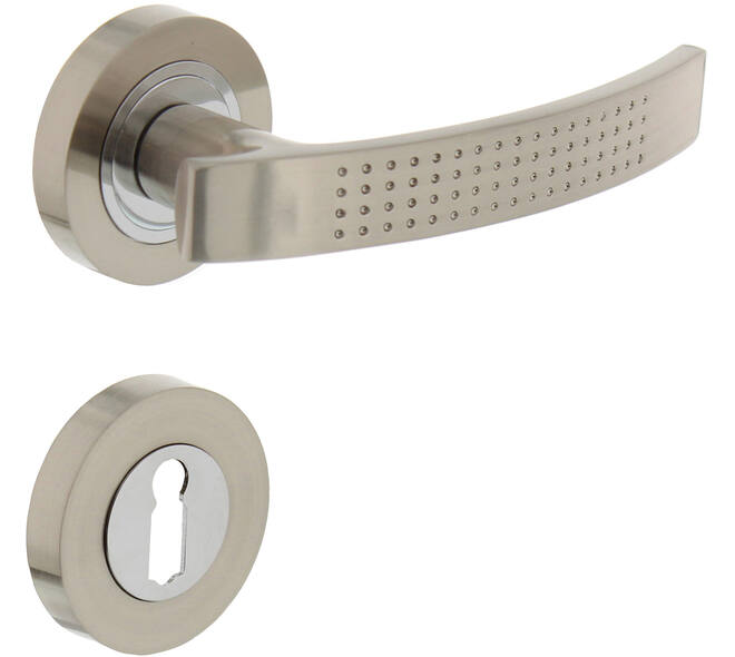 Deurkruk William op rozet verdekt ø52x10mm met nokken en sleutelrozetten chroom/nikkel mat