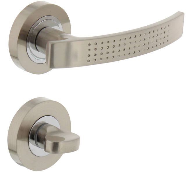 Deurkruk William op rozet verdekt ø52x10mm met nokken en WC-sluiting met stift 8x8mm chroom/nikkel mat