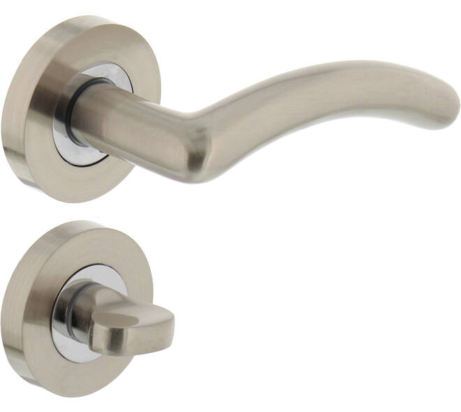 Deurkruk Marieke op rozet verdekt ø52x10mm met nokken en WC-sluiting met stift 8x8mm chroom/nikkel mat