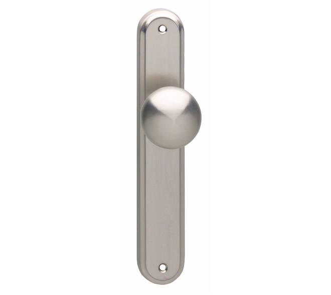 Knopschild ovaal 242x43x10mm met vaste knop paddenstoel en wisselstift blind nikkel mat