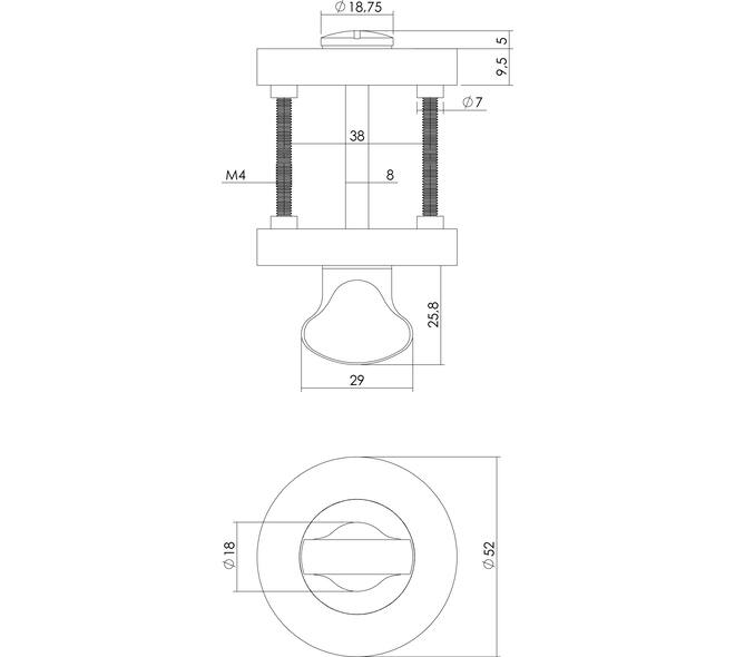 WC8mm  olive tbv schild nikkel mat