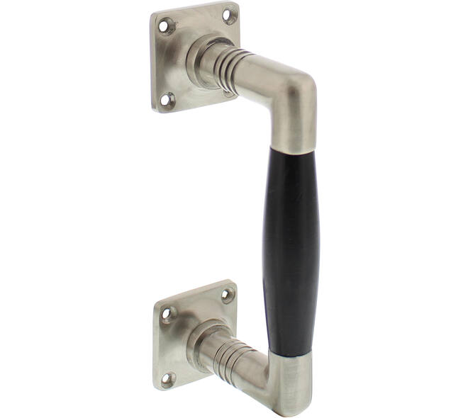 Handgreep Ton basic 75/150mm op vierkant rozet nikkel mat/zwart