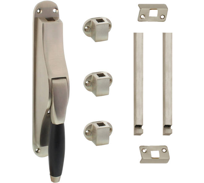 Set pomp-espagnolet Ton basic inclusief stangenset 2x 1250mm nikkel mat/ebbenhout