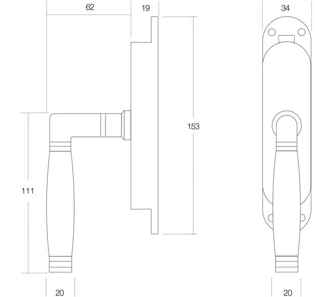 Kruk-espagnolet rechts Ton 222 nikkel mat/ebbenhout