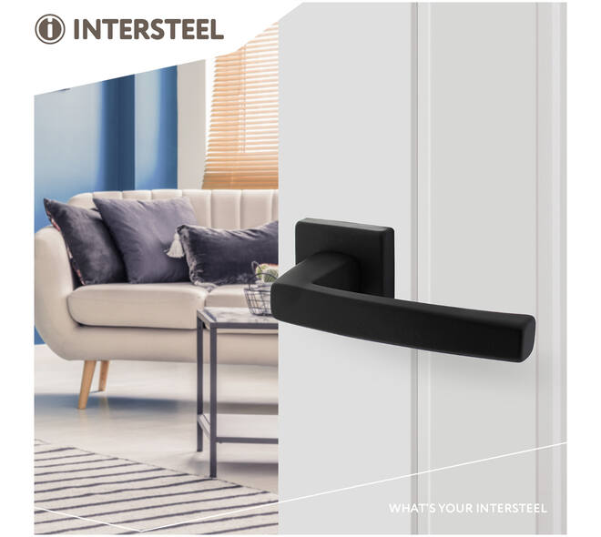 Deurkruk Moora met rozet verdekt 50x50x10mm met nokken zwart