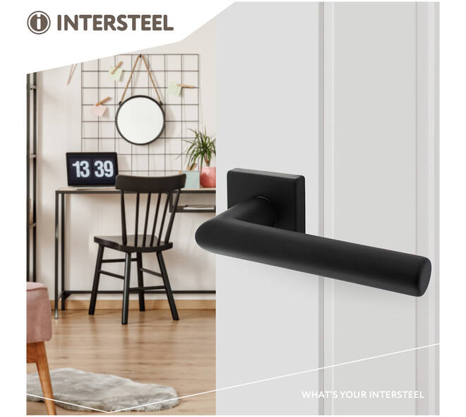 Deurkruk Broome met rozet verdekt 50x50x10mm met nokken zwart