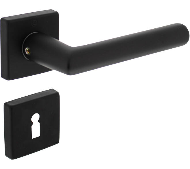 Deurkruk Broome met rozet verdekt 50x50x10mm met nokken en sleutelrozetten zwart