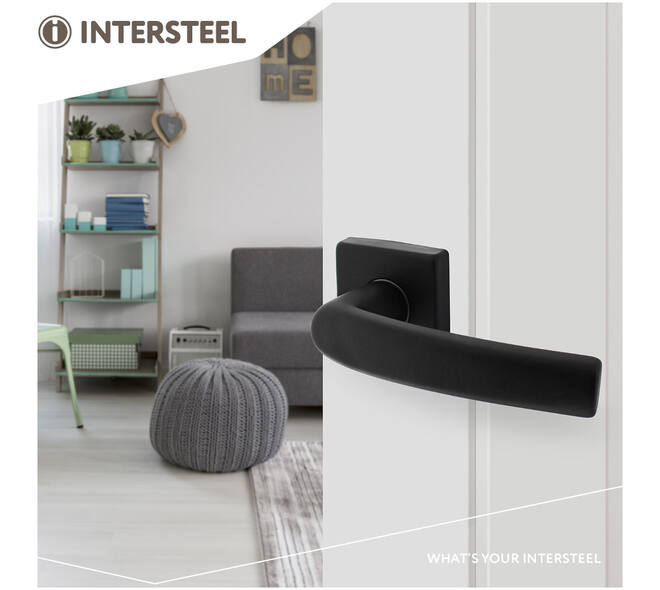 Deurkruk Denham met rozet verdekt 50x50x10mm met nokken zwart