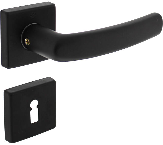 Deurkruk Denham met rozet verdekt 50x50x10mm met nokken en sleutelrozetten zwart