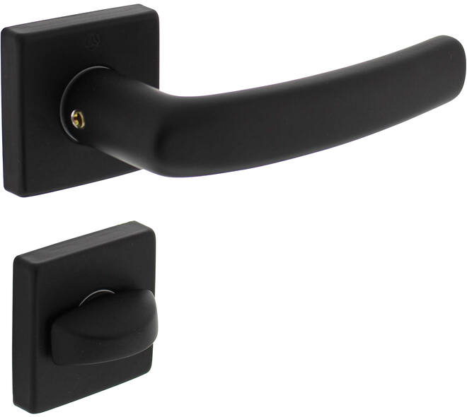 Deurkruk Denham met rozet verdekt 50x50x10mm met nokken en WC-sluiting met stift 8x8mm zwart