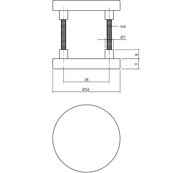Afdekrozetten verdekt ø56x9mm met nokken zwart