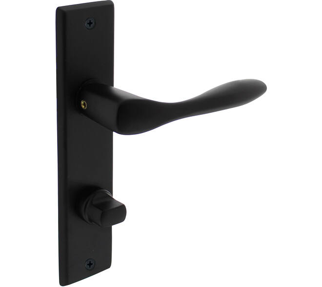 Deurkruk Banaan met schild rechthoekig 181x41mm wc 63/8mm zwart