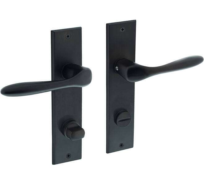 Deurkruk Banaan met schild rechthoekig 181x41mm wc 78/8mm zwart