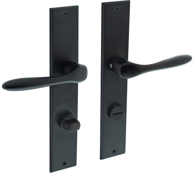 Deurkruk Banaan met schild rechthoekig 236x44mm wc 78/8mm zwart