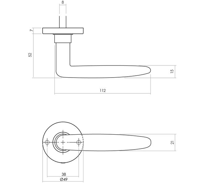 Deurkruk Sophie met rozet verdekt ø49x7mm zwart