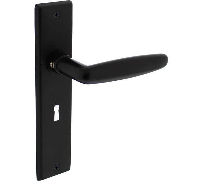 Deurkruk Sophie met schild rechthoekig 181x41mm sleutelgat 56mm zwart