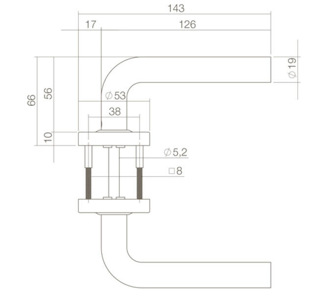 Deurkruk Luzern op rozet verdekt ø53x10mm structuur zwart