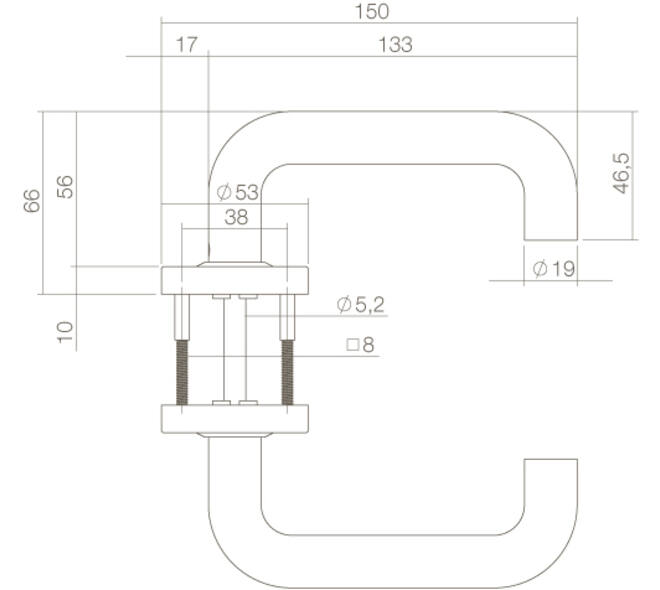 Deurkruk Bern op rozet verdekt ø53x10mm structuur zwart
