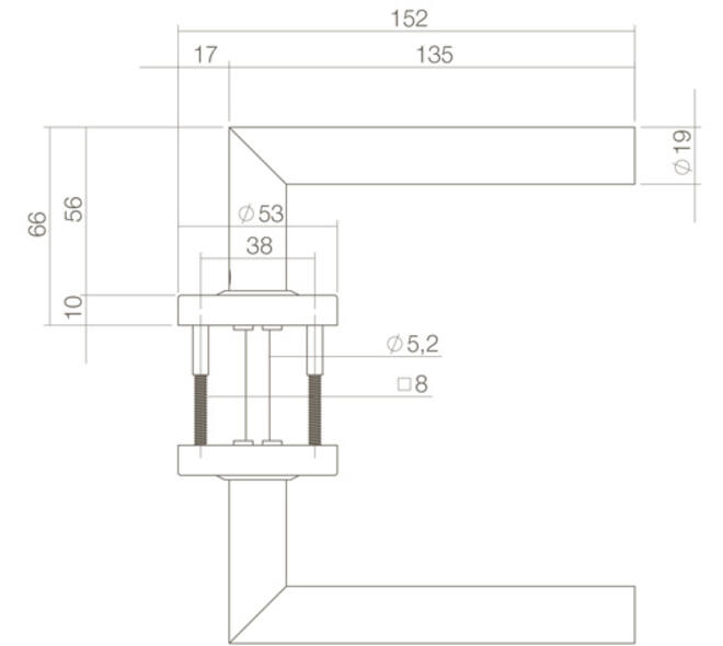 Deurkruk Jura op rozet verdekt ø53x10mm structuur zwart